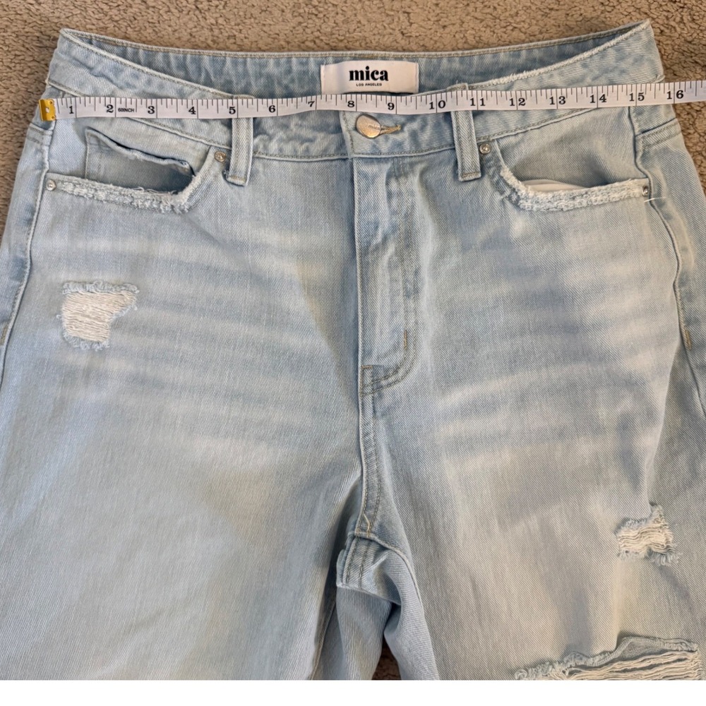 Mica Los Angeles Light Wash Distressed Straight Leg High‎ Rise Jeans Womens 29 - Picture 8 of 10